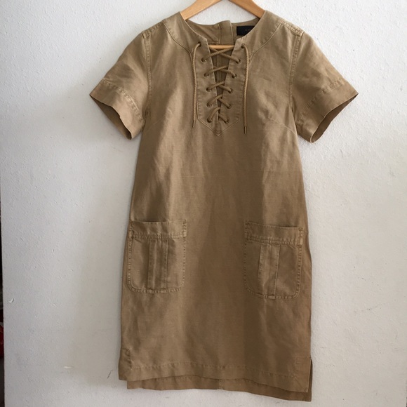 J. Crew Cargo Dress Lace Up V-Neck, Size 0 - Picture 13 of 16